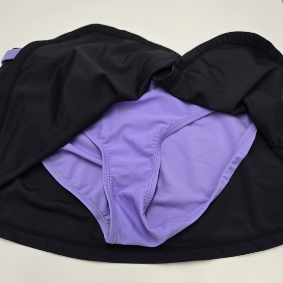 Free Country Swim Skirt Bottoms Bikini Under Black‎ W/ Purple Size Large 12/14 - Picture 4 of 7
